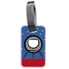 A Rocket Ship Sits On A Red Planet With Gold Stars In The Background Luggage Tags (two Sides) by Simbadda