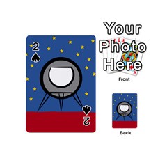 A Rocket Ship Sits On A Red Planet With Gold Stars In The Background Playing Cards 54 (mini) 