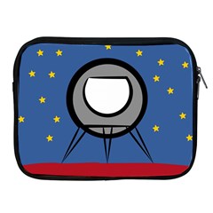 A Rocket Ship Sits On A Red Planet With Gold Stars In The Background Apple Ipad 2/3/4 Zipper Cases by Simbadda