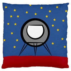 A Rocket Ship Sits On A Red Planet With Gold Stars In The Background Standard Flano Cushion Case (one Side) by Simbadda