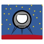 A Rocket Ship Sits On A Red Planet With Gold Stars In The Background Double Sided Flano Blanket (Small)  50 x40  Blanket Front