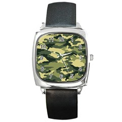 Camouflage Camo Pattern Square Metal Watch by Simbadda