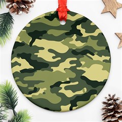 Camouflage Camo Pattern Round Ornament (two Sides) by Simbadda