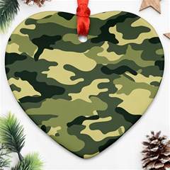 Camouflage Camo Pattern Heart Ornament (two Sides) by Simbadda