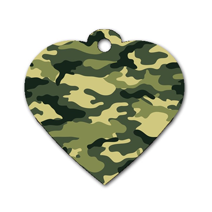 Camouflage Camo Pattern Dog Tag Heart (Two Sides)