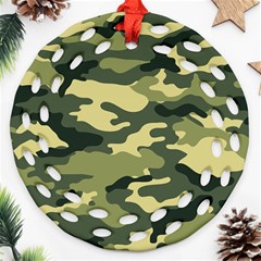 Camouflage Camo Pattern Round Filigree Ornament (two Sides) by Simbadda