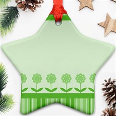 Floral Stripes Card In Green Ornament (star) by Simbadda