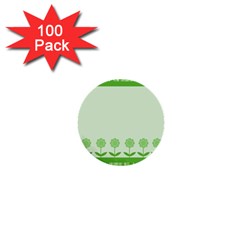 Floral Stripes Card In Green 1  Mini Buttons (100 Pack)  by Simbadda