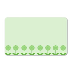 Floral Stripes Card In Green Magnet (rectangular) by Simbadda