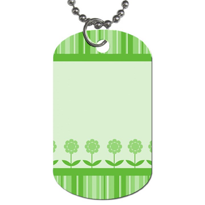 Floral Stripes Card In Green Dog Tag (One Side)