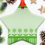 Floral Stripes Card In Green Star Ornament (Two Sides) Back