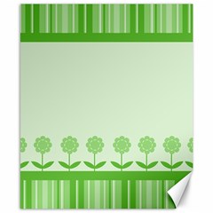 Floral Stripes Card In Green Canvas 8  X 10  by Simbadda