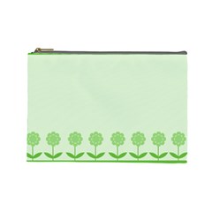 Floral Stripes Card In Green Cosmetic Bag (large)  by Simbadda