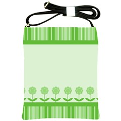 Floral Stripes Card In Green Shoulder Sling Bags by Simbadda