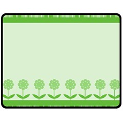 Floral Stripes Card In Green Fleece Blanket (medium)  by Simbadda