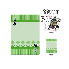 Floral Stripes Card In Green Playing Cards 54 (mini)  by Simbadda