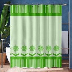 Floral Stripes Card In Green Shower Curtain 60  X 72  (medium)  by Simbadda