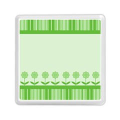 Floral Stripes Card In Green Memory Card Reader (square) 