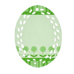 Floral Stripes Card In Green Ornament (oval Filigree) by Simbadda