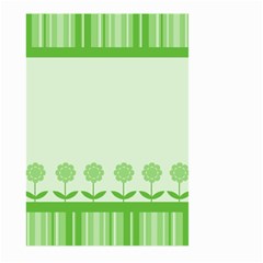 Floral Stripes Card In Green Large Garden Flag (two Sides) by Simbadda