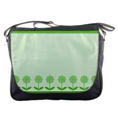 Floral Stripes Card In Green Messenger Bags by Simbadda