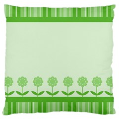 Floral Stripes Card In Green Large Cushion Case (one Side) by Simbadda