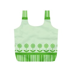 Floral Stripes Card In Green Full Print Recycle Bags (s)  by Simbadda