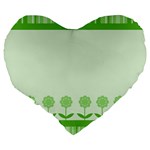 Floral Stripes Card In Green Large 19  Premium Flano Heart Shape Cushions Back