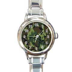 Military Camouflage Pattern Round Italian Charm Watch by Simbadda