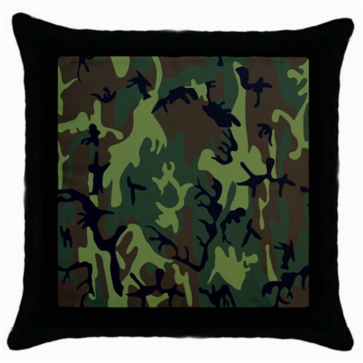 Military Camouflage Pattern Throw Pillow Case (Black)