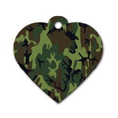 Military Camouflage Pattern Dog Tag Heart (two Sides) by Simbadda