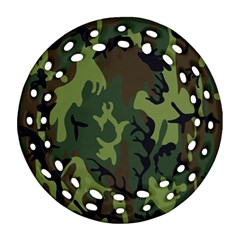 Military Camouflage Pattern Round Filigree Ornament (two Sides)