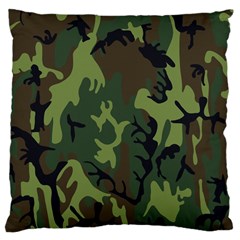 Military Camouflage Pattern Large Cushion Case (one Side) by Simbadda