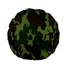 Military Camouflage Pattern Standard 15  Premium Round Cushions by Simbadda