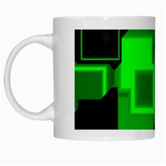 Green Cyber Glow Pattern White Mugs by Simbadda