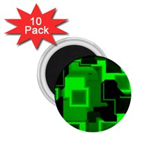 Green Cyber Glow Pattern 1 75  Magnets (10 Pack)  by Simbadda