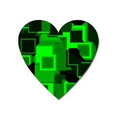 Green Cyber Glow Pattern Heart Magnet by Simbadda