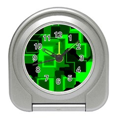 Green Cyber Glow Pattern Travel Alarm Clocks by Simbadda