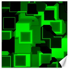 Green Cyber Glow Pattern Canvas 12  X 12   by Simbadda