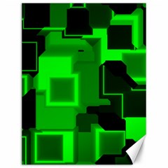 Green Cyber Glow Pattern Canvas 12  X 16   by Simbadda