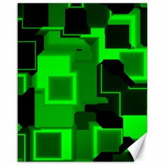 Green Cyber Glow Pattern Canvas 16  X 20   by Simbadda