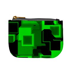 Green Cyber Glow Pattern Mini Coin Purses by Simbadda