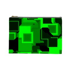 Green Cyber Glow Pattern Cosmetic Bag (large)  by Simbadda