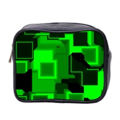 Green Cyber Glow Pattern Mini Toiletries Bag 2-side by Simbadda