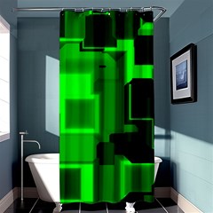 Green Cyber Glow Pattern Shower Curtain 36  X 72  (stall)  by Simbadda