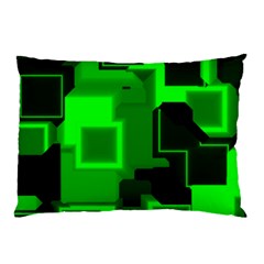 Green Cyber Glow Pattern Pillow Case (two Sides) by Simbadda