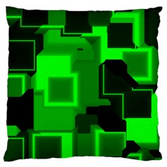 Green Cyber Glow Pattern Large Cushion Case (one Side) by Simbadda