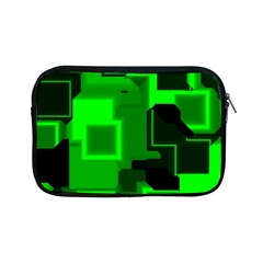 Green Cyber Glow Pattern Apple Ipad Mini Zipper Cases by Simbadda