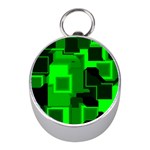 Green Cyber Glow Pattern Mini Silver Compasses Front