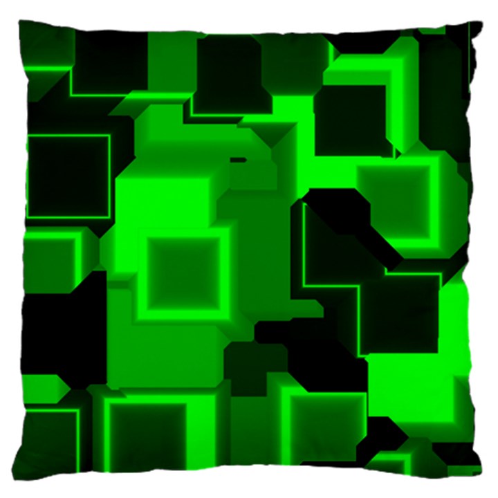 Green Cyber Glow Pattern Large Flano Cushion Case (One Side)